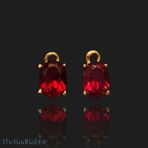 Elegant Ruby Vintage 14k Yellow Gold And Cultured Cushioned Red Earrings